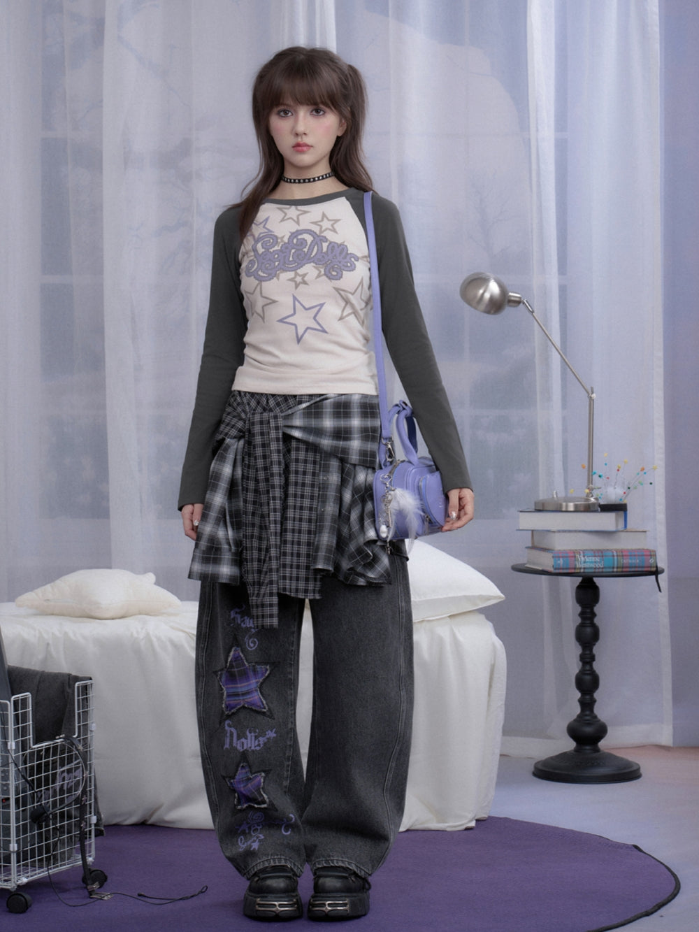 Harajuku Black Grey Plaid Streetwear Mini Skirt