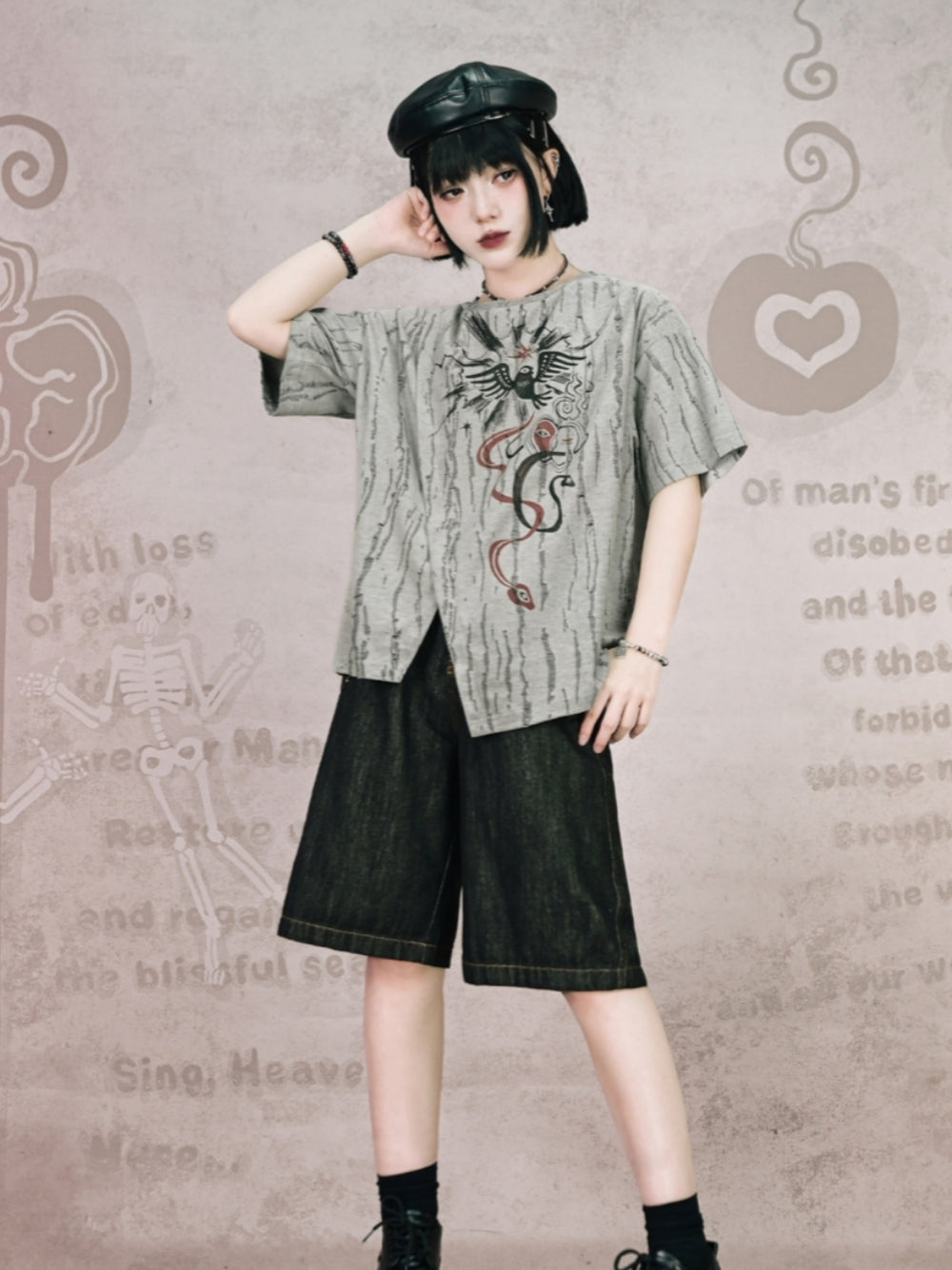 Contrast Stitch Denim Bermuda Shorts