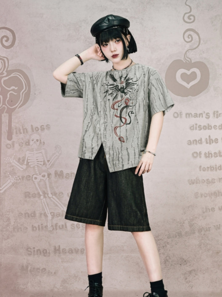 Contrast Stitch Denim Bermuda Shorts