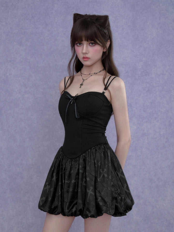 Corset Bubble Dress Ribbed Shrug