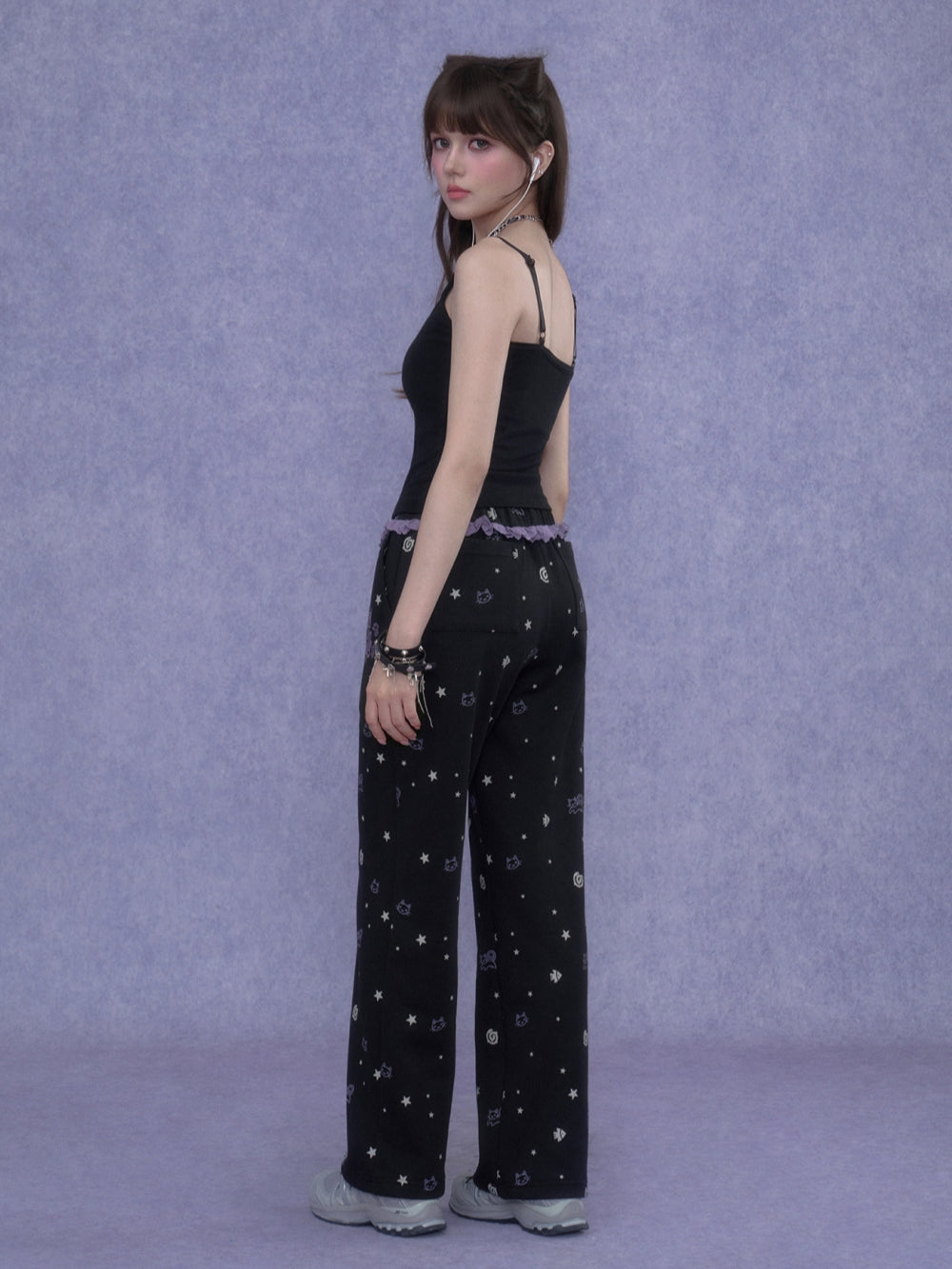 Dainty Black Camisole with Heart Rings