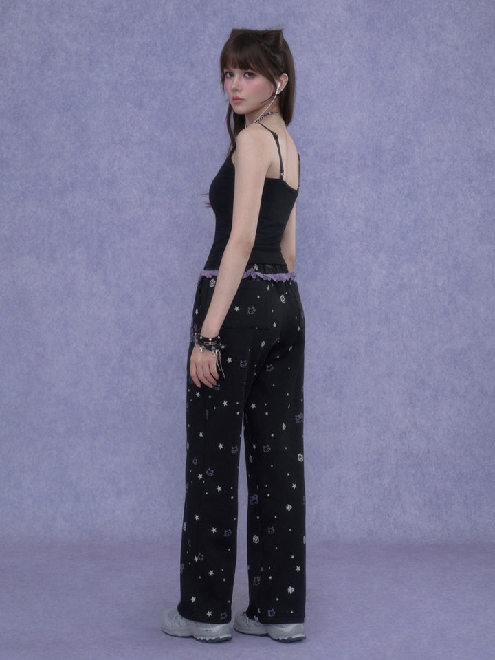 Dainty Black Camisole with Heart Rings