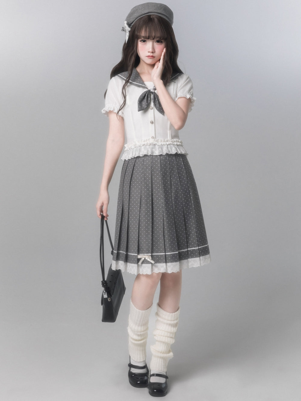 Japanese Sailor Collar Shirt Pleated Skirt