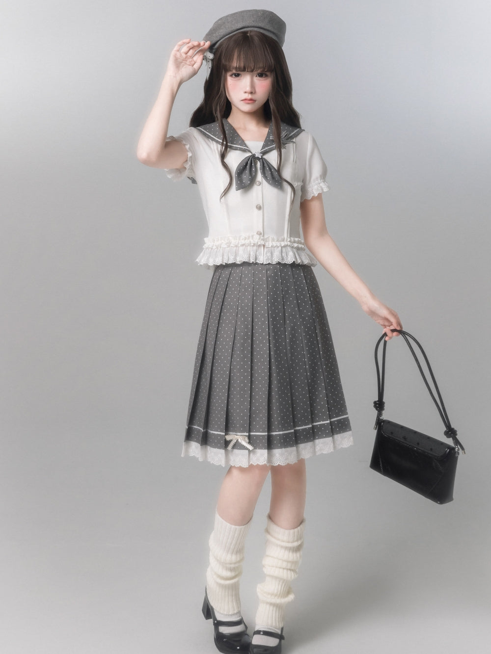 Japanese Sailor Collar Shirt Pleated Skirt