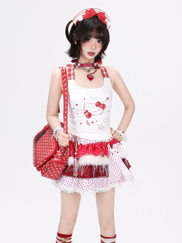 Subcul Jirai Guitar Print Halter Tank Top