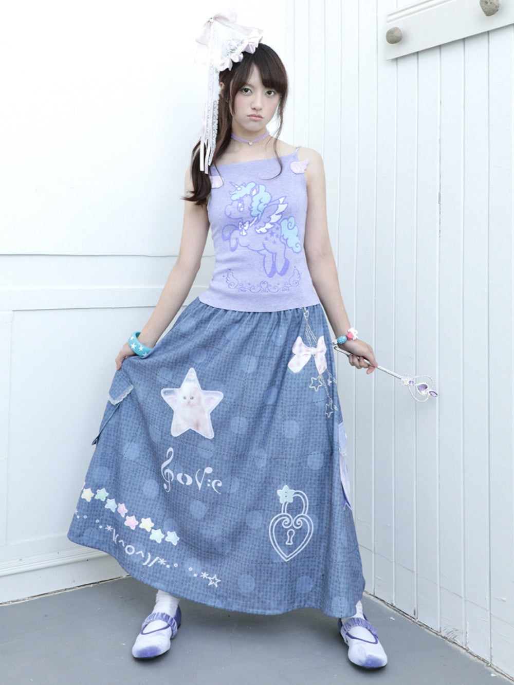 Embellished Star Utility Maxi Skirt