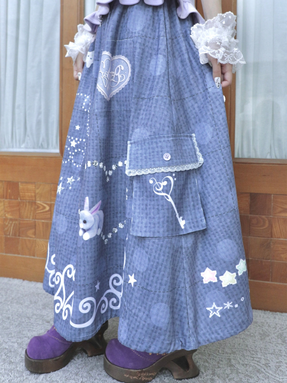Embellished Star Utility Maxi Skirt