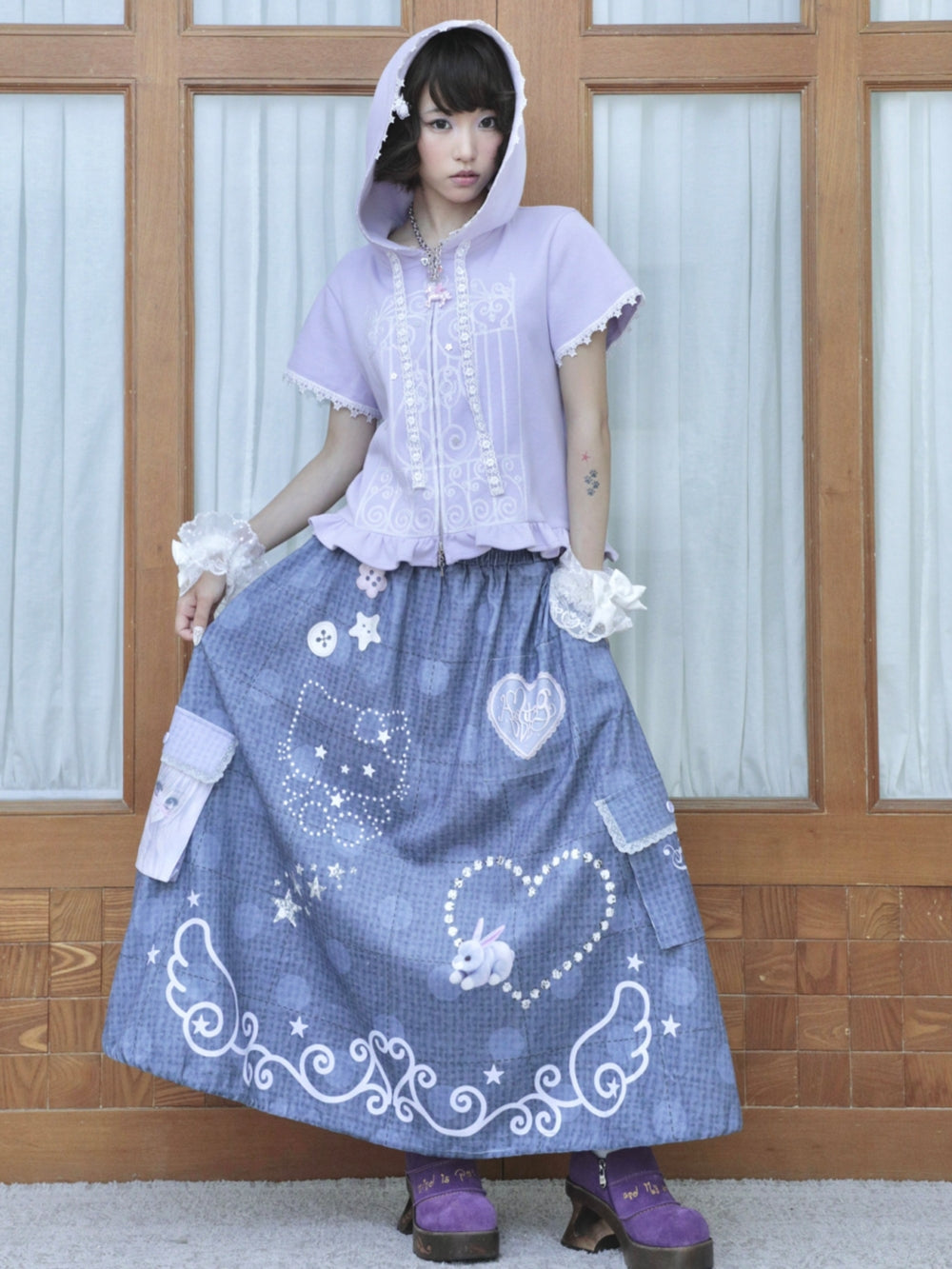 Embellished Star Utility Maxi Skirt