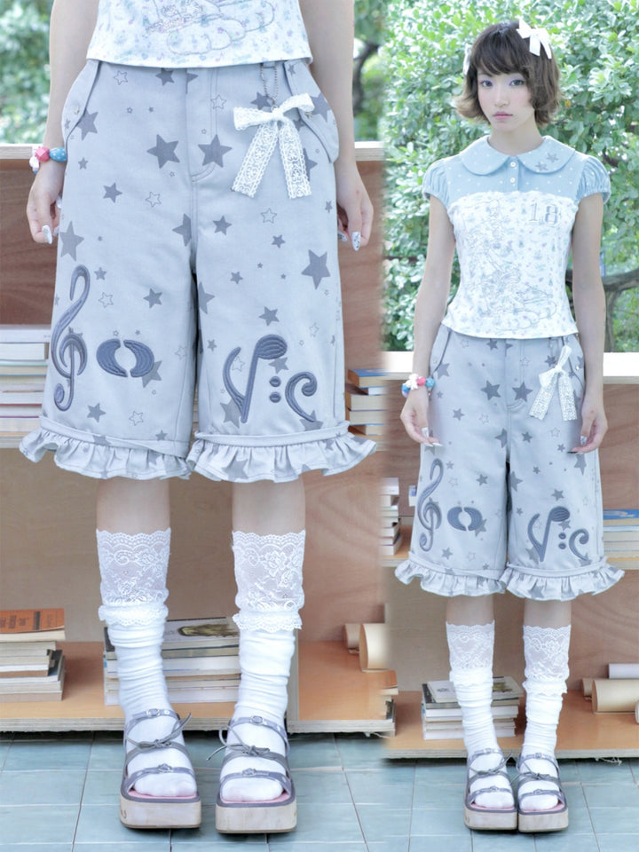Music Note Detachable-Leg Cargo Pants
