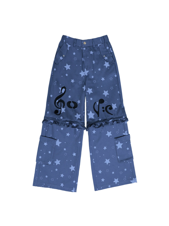 Music Note Detachable-Leg Cargo Pants