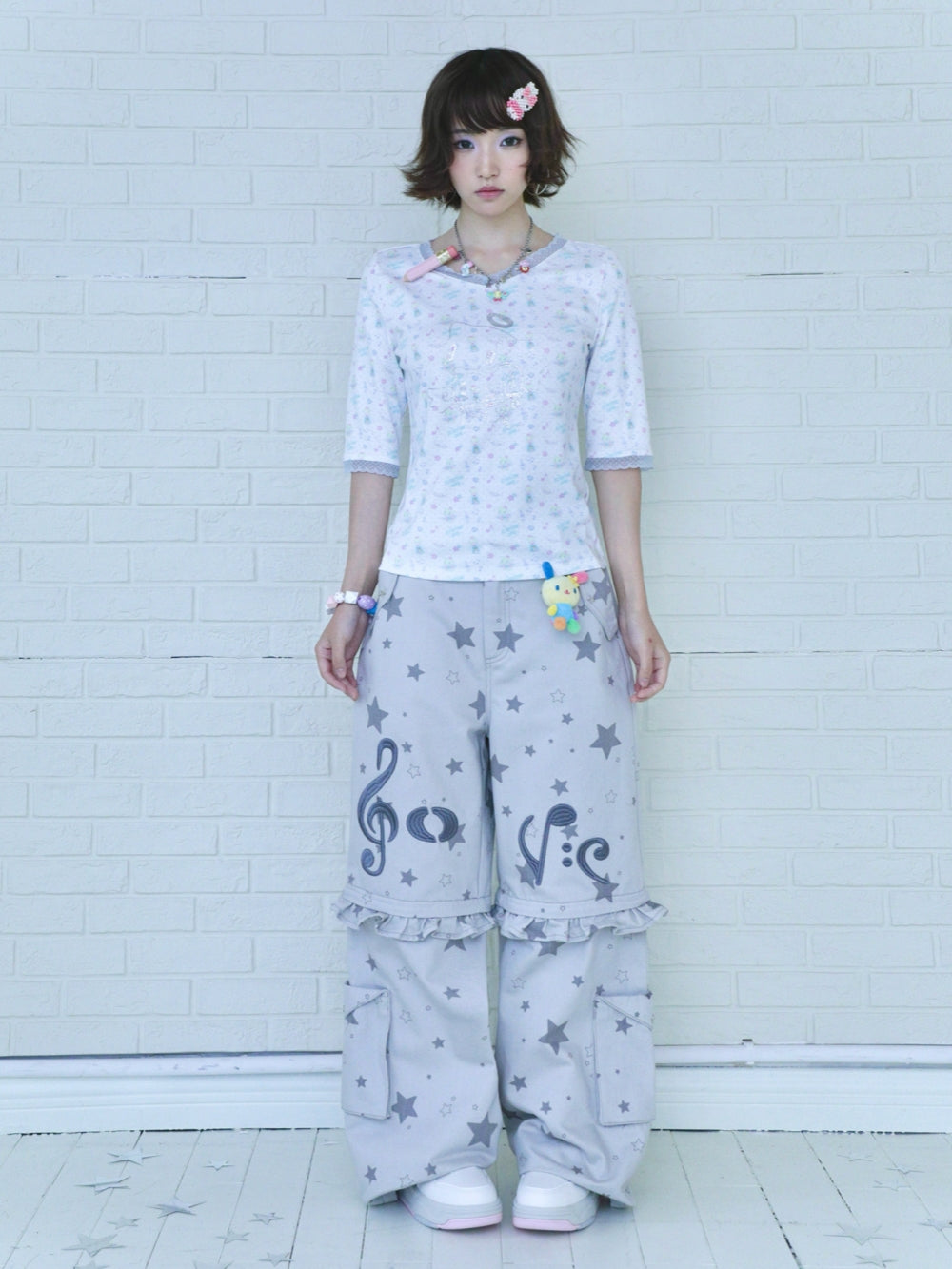 Music Note Detachable-Leg Cargo Pants