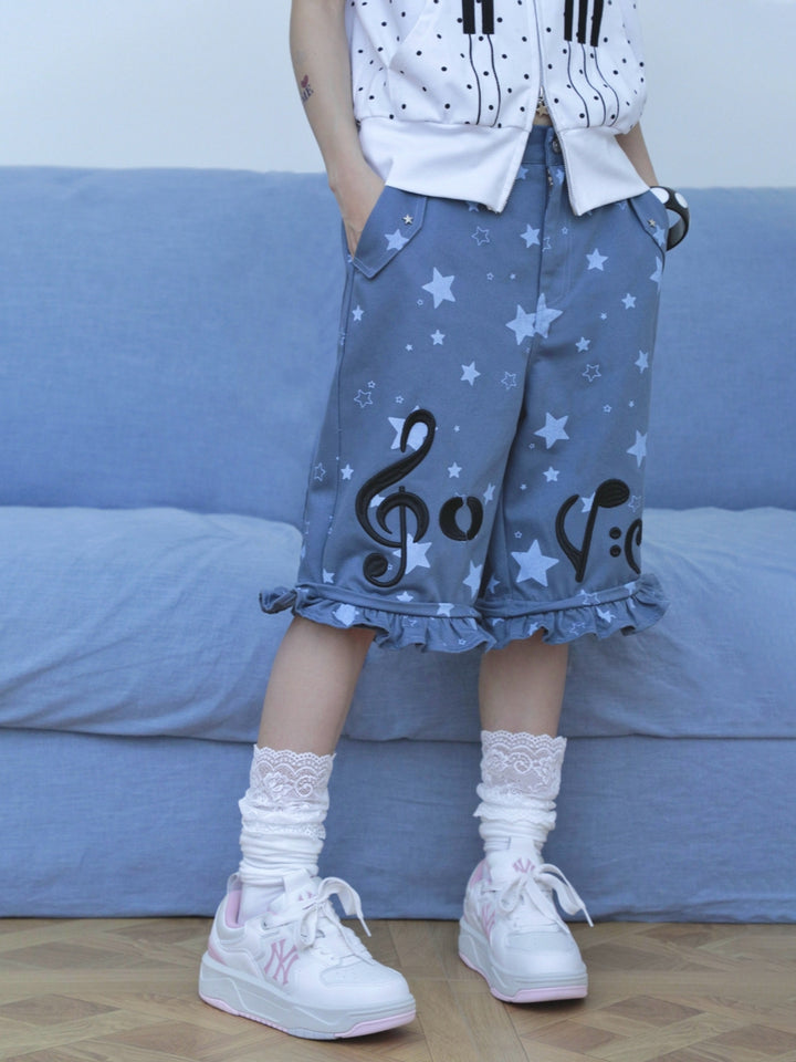 Music Note Detachable-Leg Cargo Pants