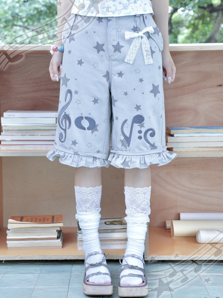 Music Note Detachable-Leg Cargo Pants