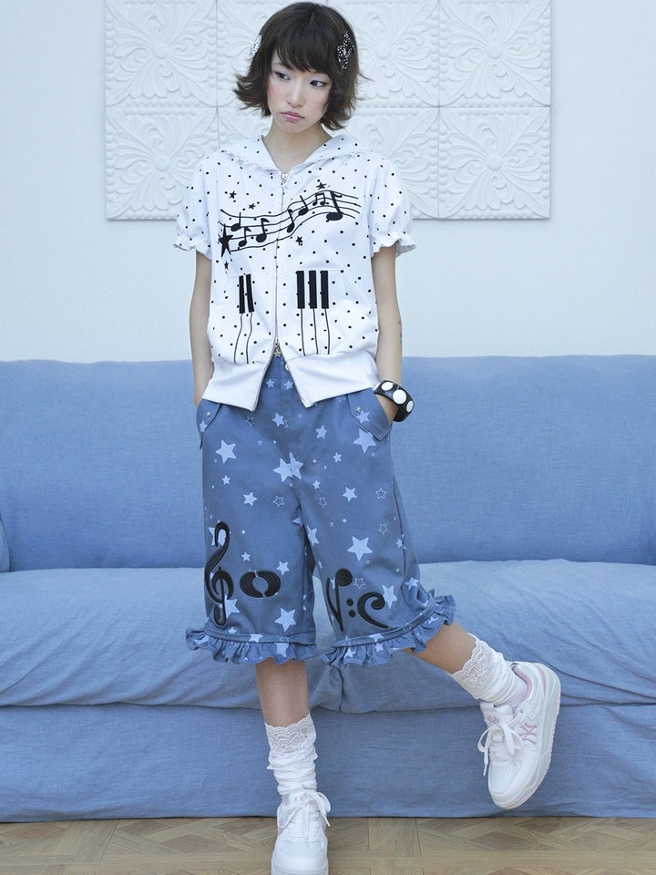 Music Note Detachable-Leg Cargo Pants