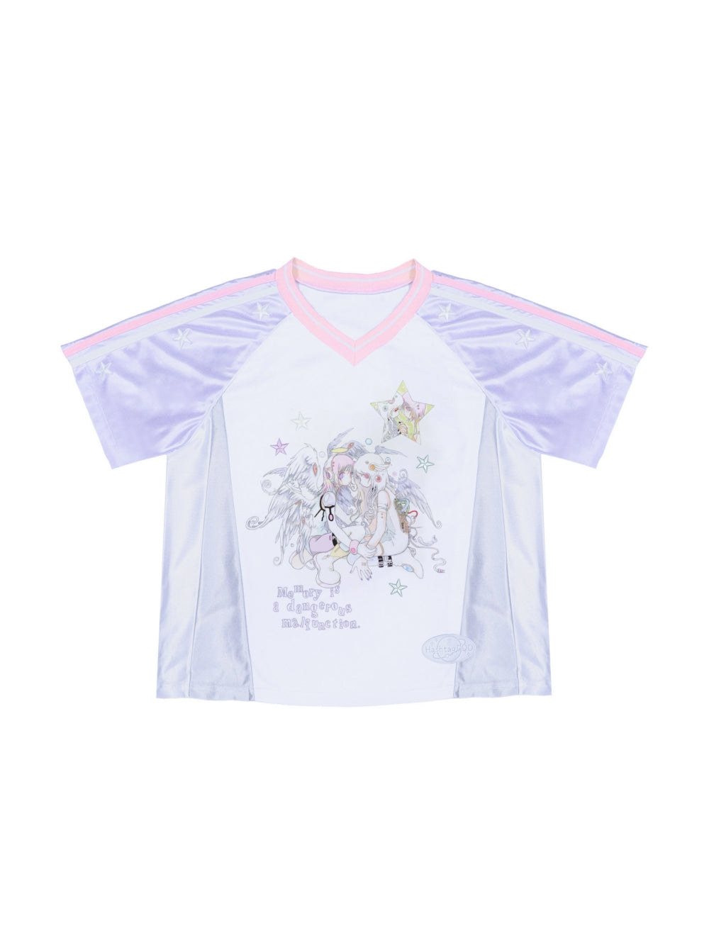Star Anime Angel Graphic V-Neck Jersey Tee