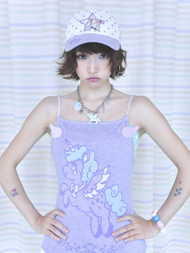 Wing Appliqué Unicorn Knit Cami Top