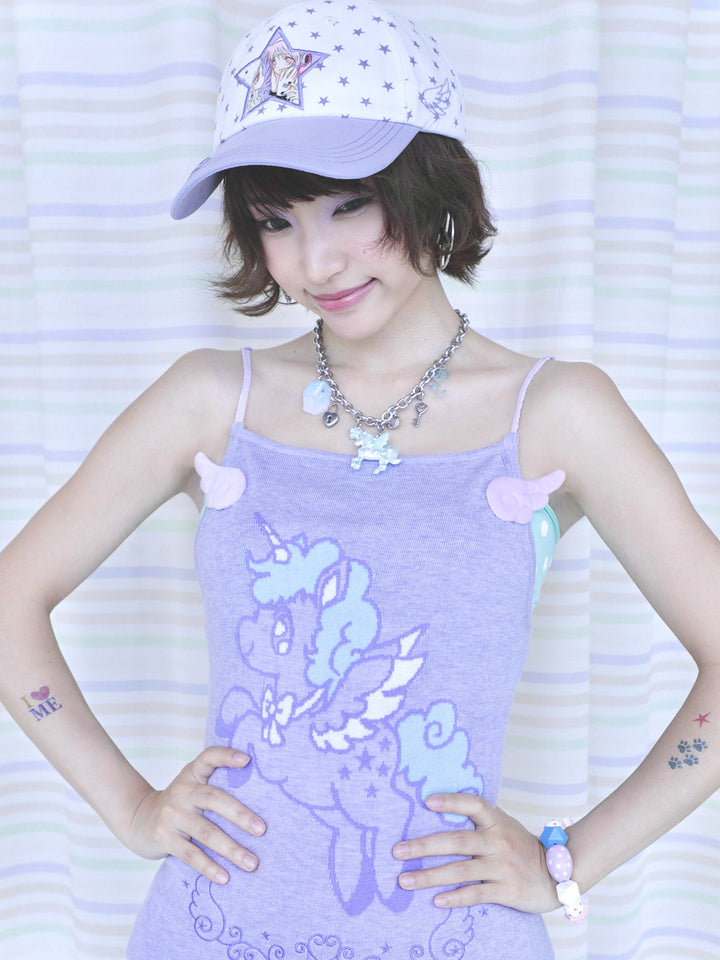 Wing Appliqué Unicorn Knit Cami Top