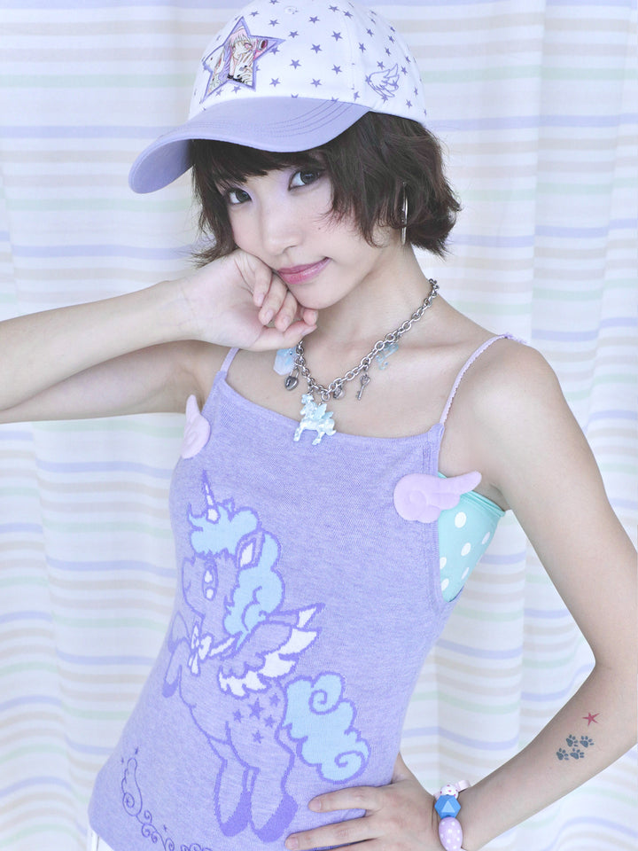 Wing Appliqué Unicorn Knit Cami Top