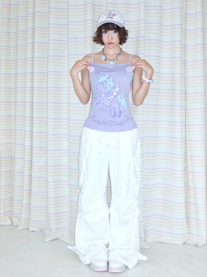 Wing Appliqué Unicorn Knit Cami Top