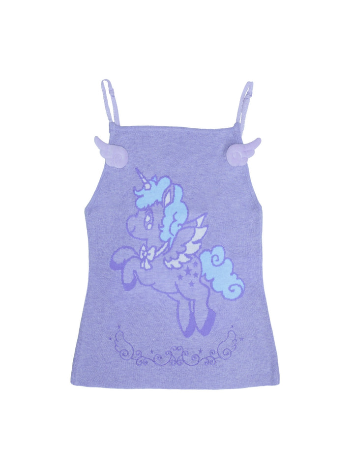 Wing Appliqué Unicorn Knit Cami Top