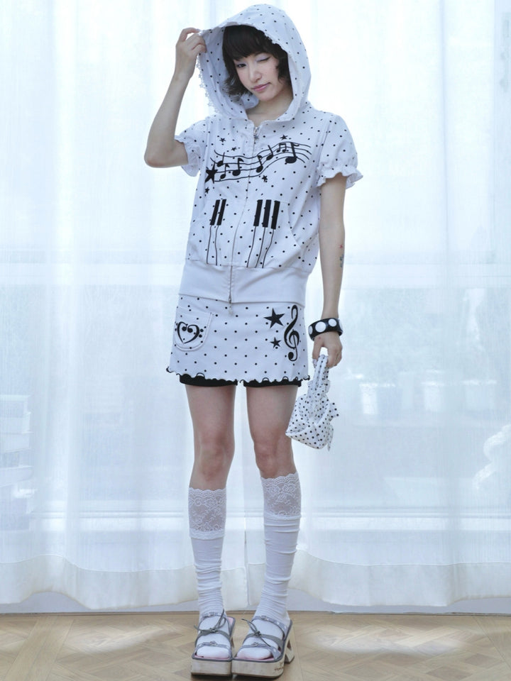 Music Motif Polka Dot Skort
