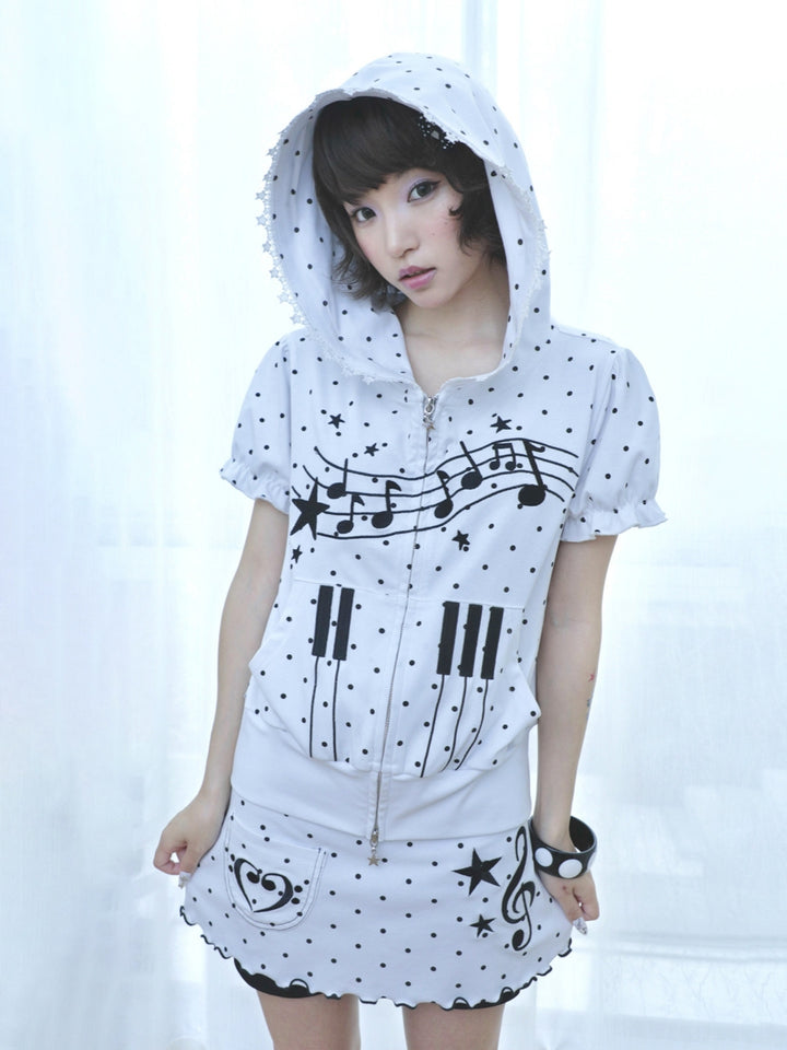 Music Motif Polka Dot Skort