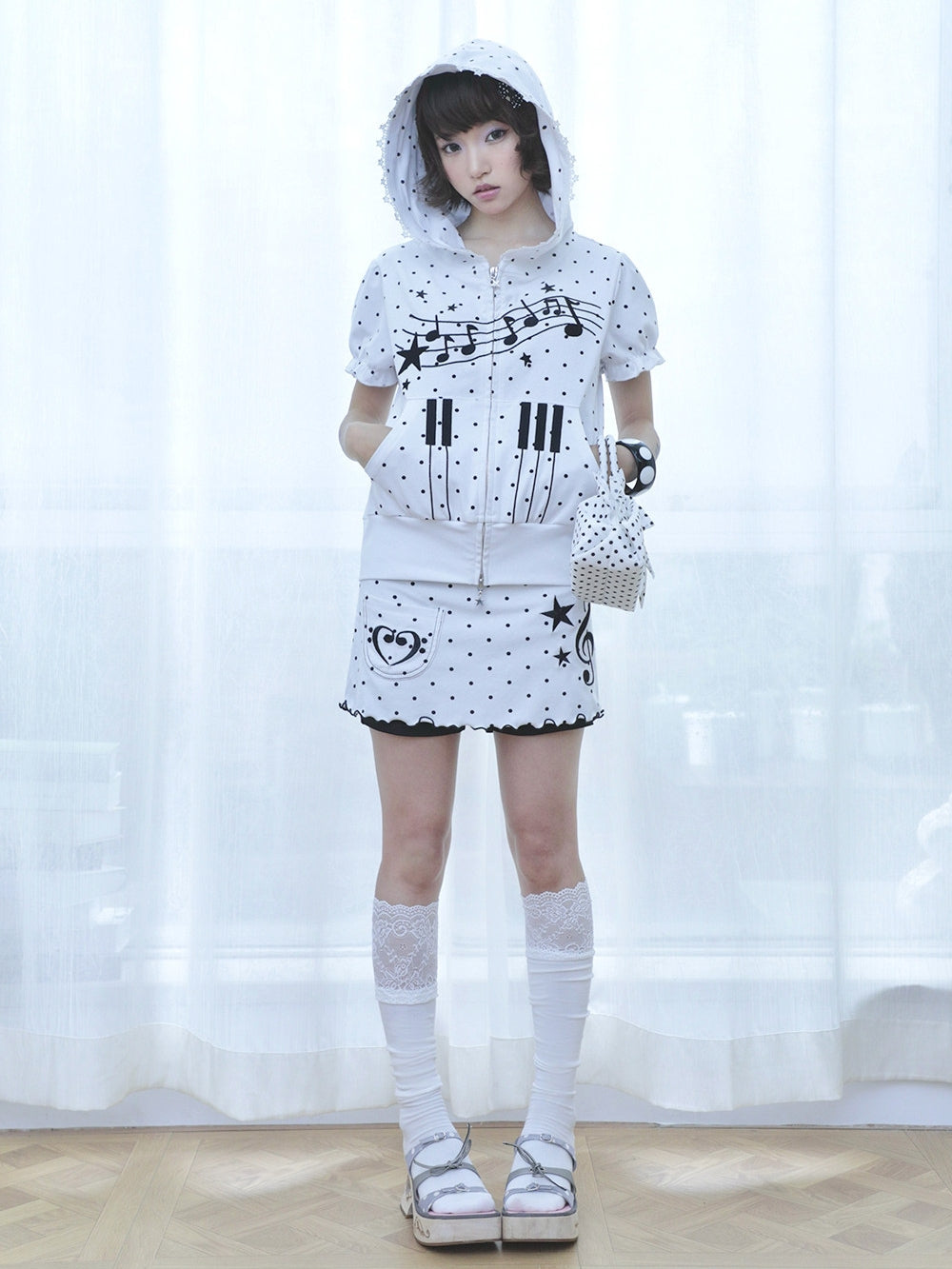 Music Motif Polka Dot Skort