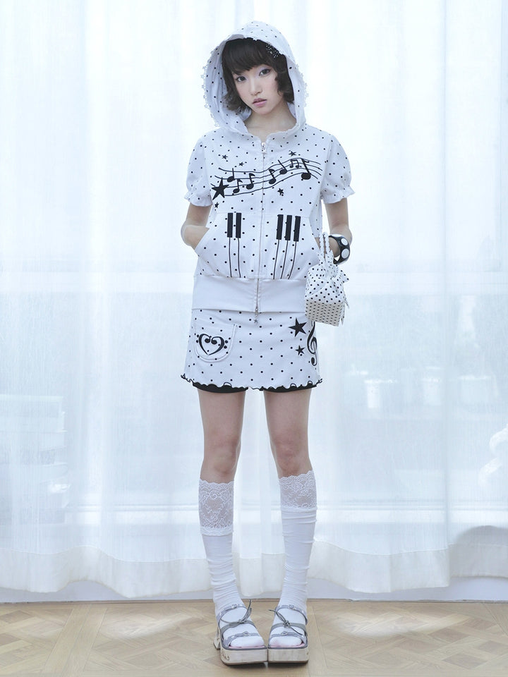Music Motif Polka Dot Skort