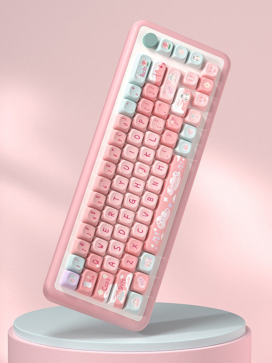 Rose Mist Glacier Keycaps Set for Mechanical Keyboards