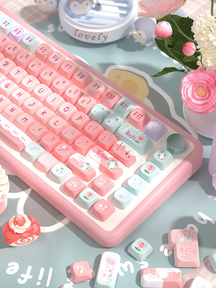 Rose Mist Glacier Keycaps Set for Mechanical Keyboards