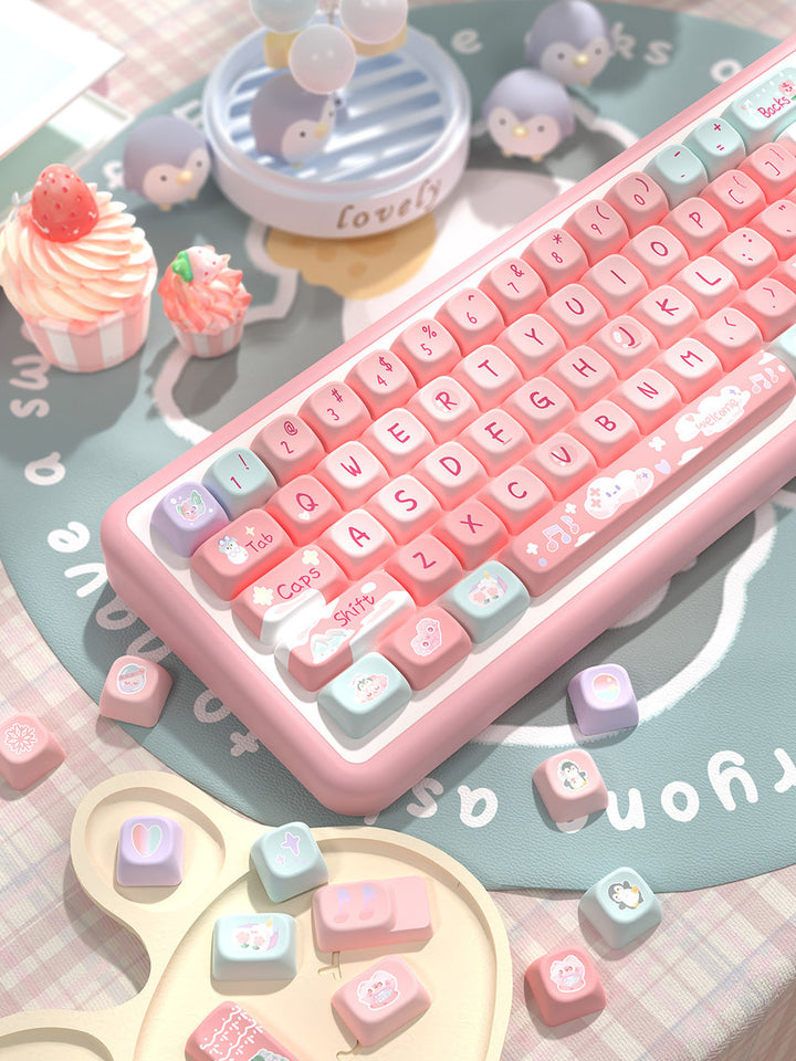 Rose Mist Glacier Keycaps Set for Mechanical Keyboards