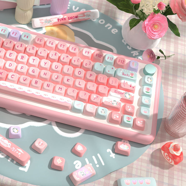 Rose Mist Glacier Keycaps Set for Mechanical Keyboards