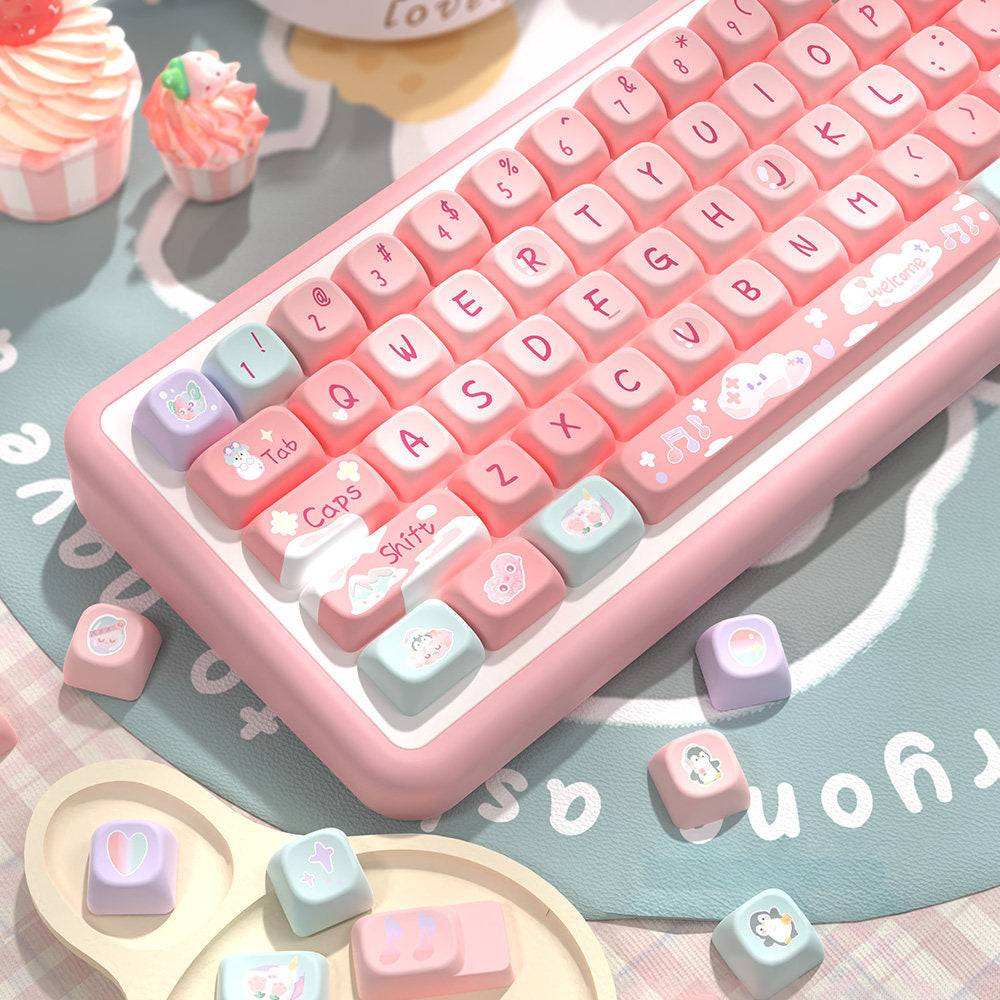 Rose Mist Glacier Keycaps Set for Mechanical Keyboards