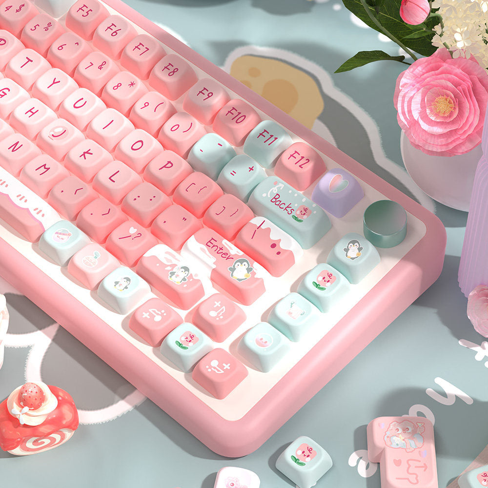 Rose Mist Glacier Keycaps Set for Mechanical Keyboards