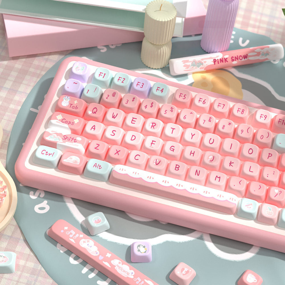 Rose Mist Glacier Keycaps Set for Mechanical Keyboards