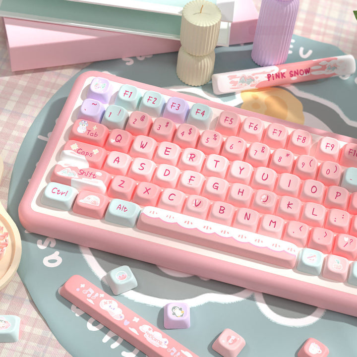 Rose Mist Glacier Keycaps Set for Mechanical Keyboards
