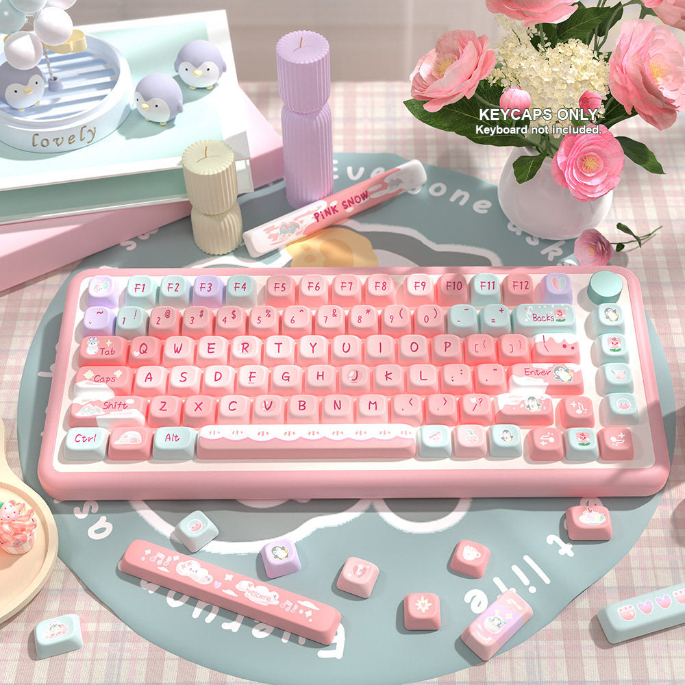 Rose Mist Glacier Keycaps Set for Mechanical Keyboards