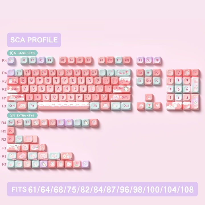 Rose Mist Glacier Keycaps Set for Mechanical Keyboards
