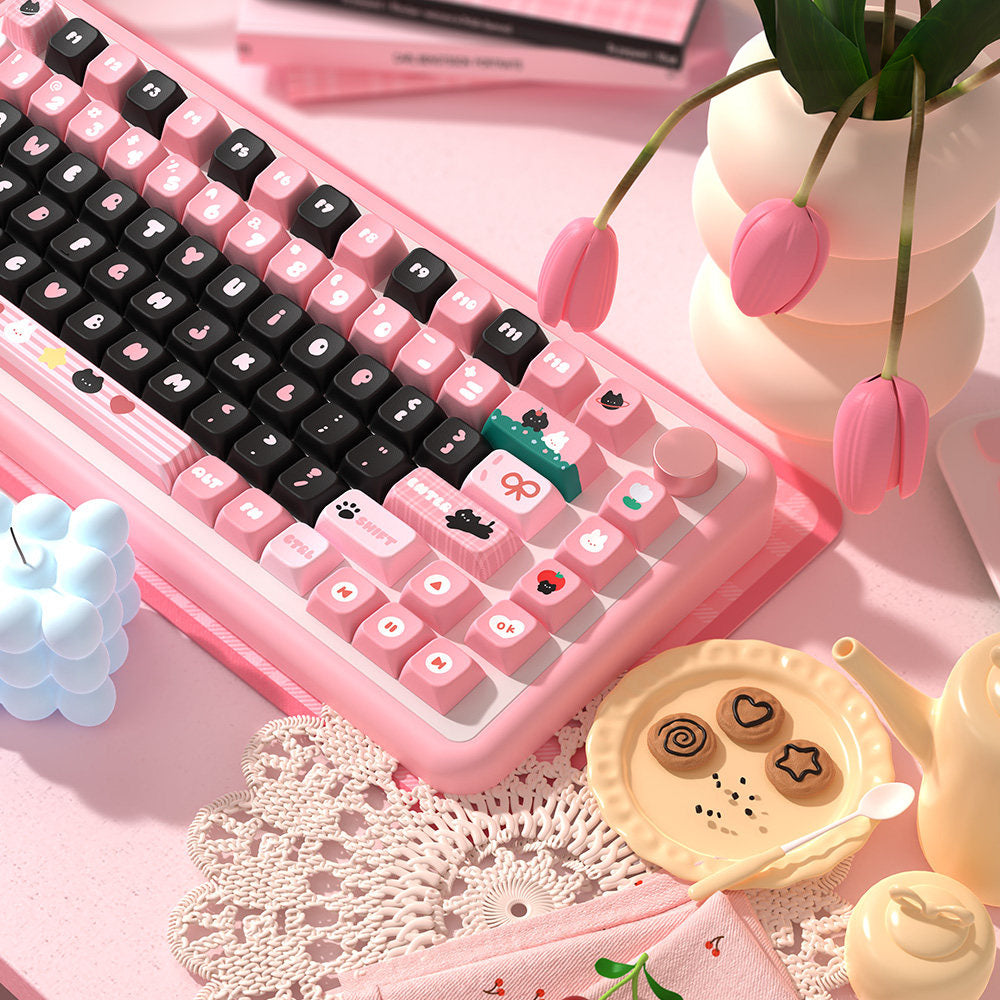 Little Black Cat Keycaps Set for Mechanical Keyboards