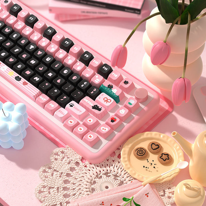 Little Black Cat Keycaps Set for Mechanical Keyboards