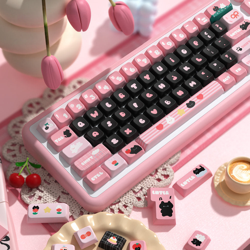 Little Black Cat Keycaps Set for Mechanical Keyboards