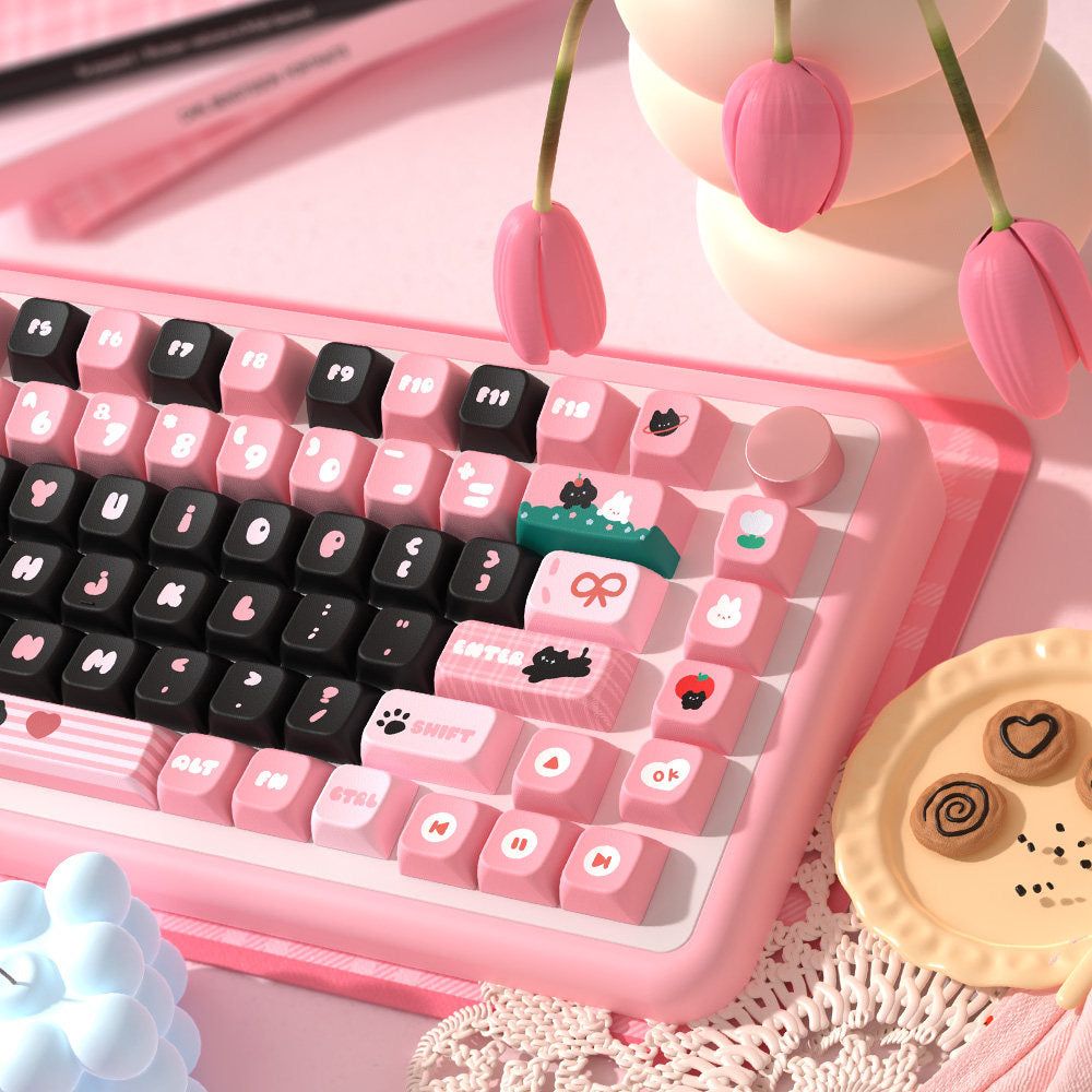 Little Black Cat Keycaps Set for Mechanical Keyboards