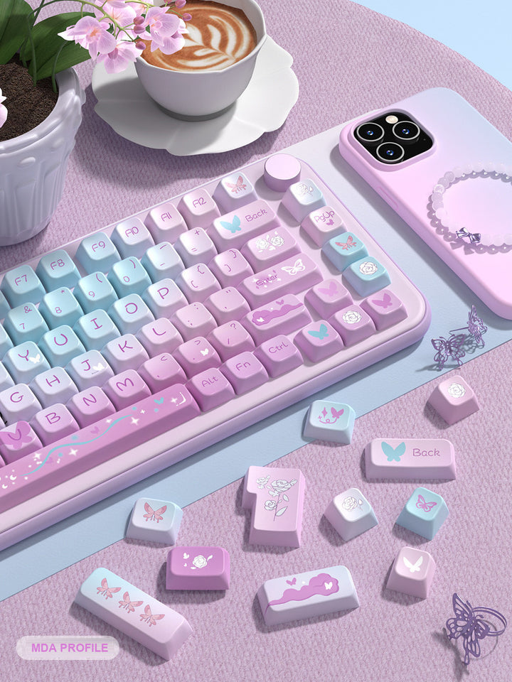 Dreamy Purple Butterfly Keycaps Set for Mechanical Keyboards