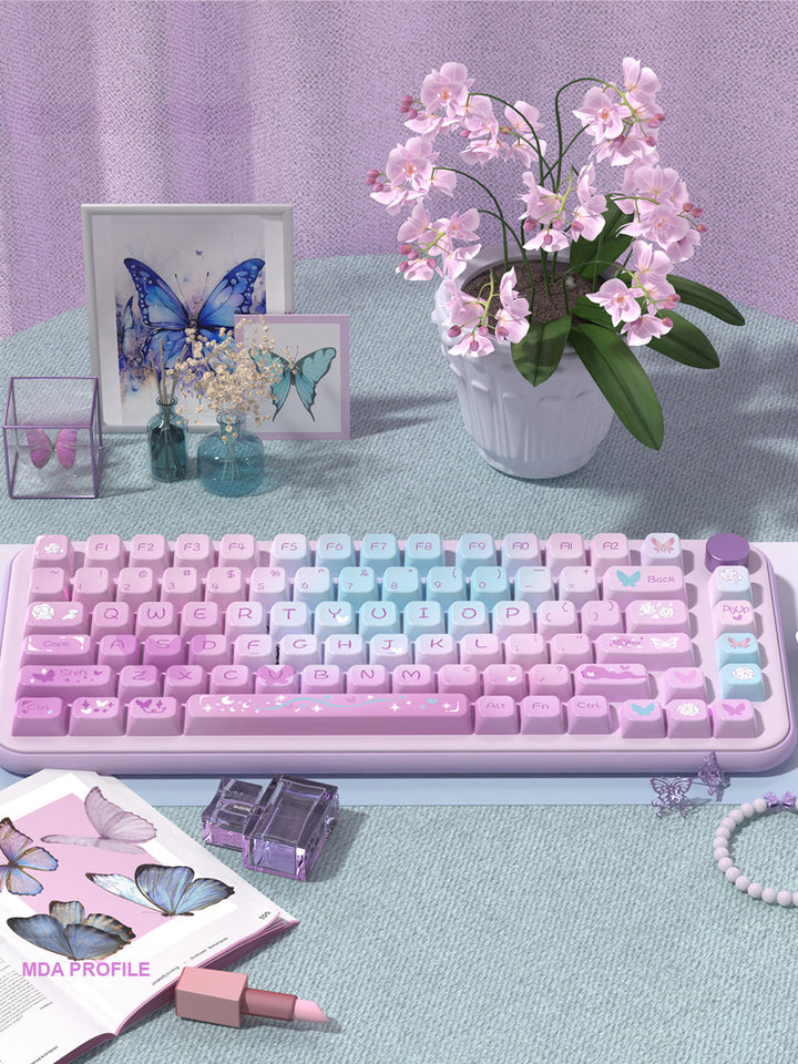 Dreamy Purple Butterfly Keycaps Set for Mechanical Keyboards