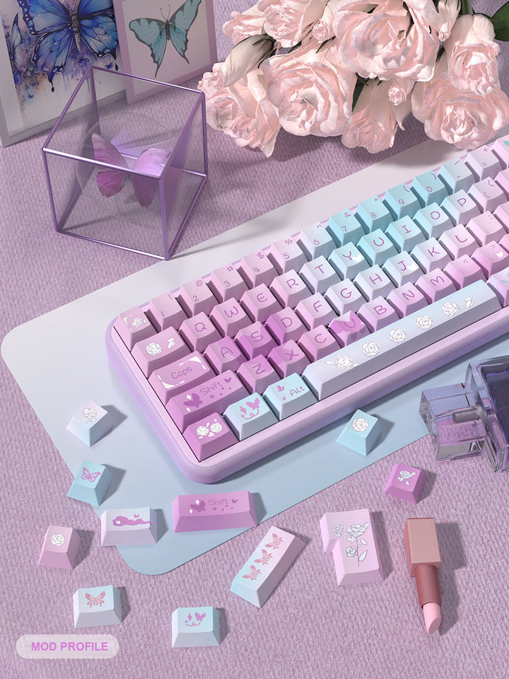 Dreamy Purple Butterfly Keycaps Set for Mechanical Keyboards