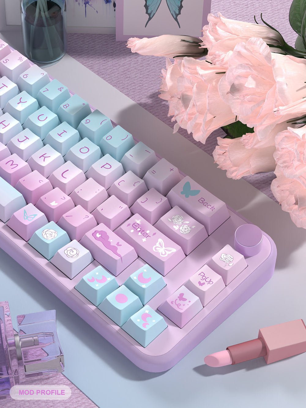 Dreamy Purple Butterfly Keycaps Set for Mechanical Keyboards
