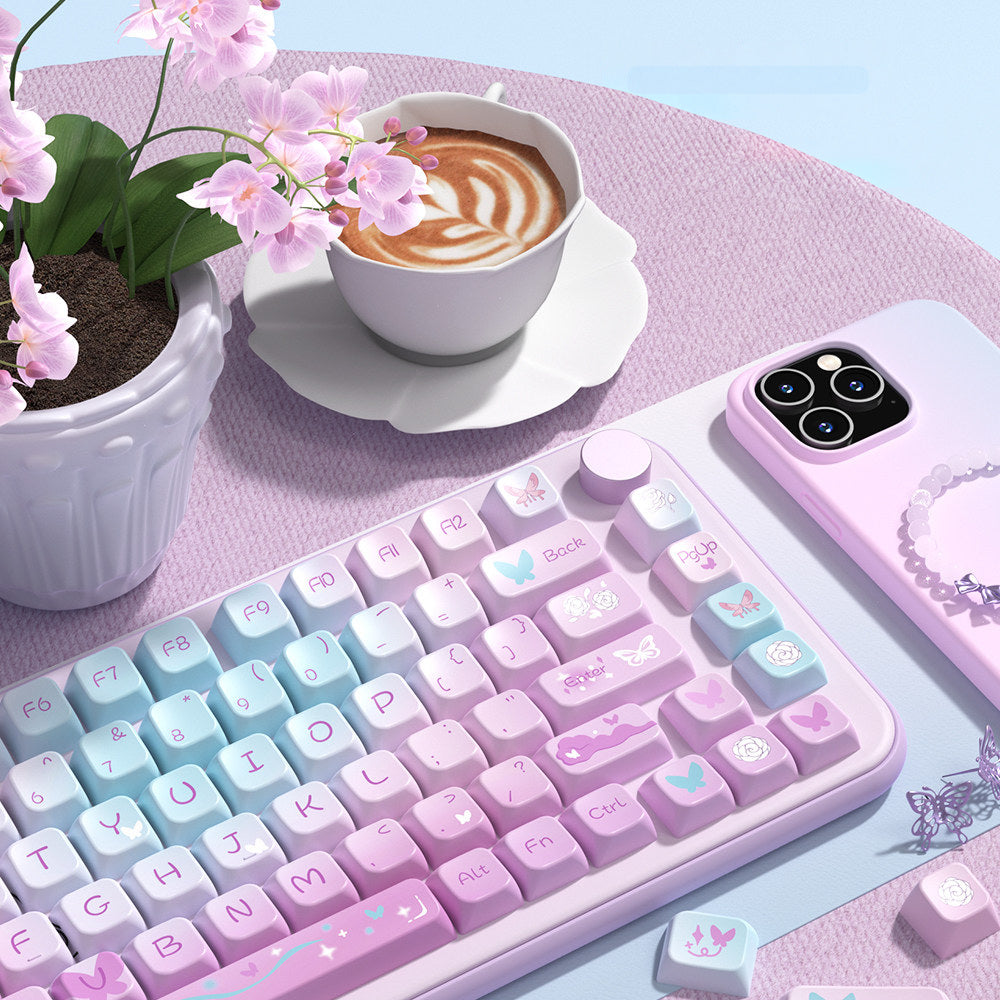 Dreamy Purple Butterfly Keycaps Set for Mechanical Keyboards