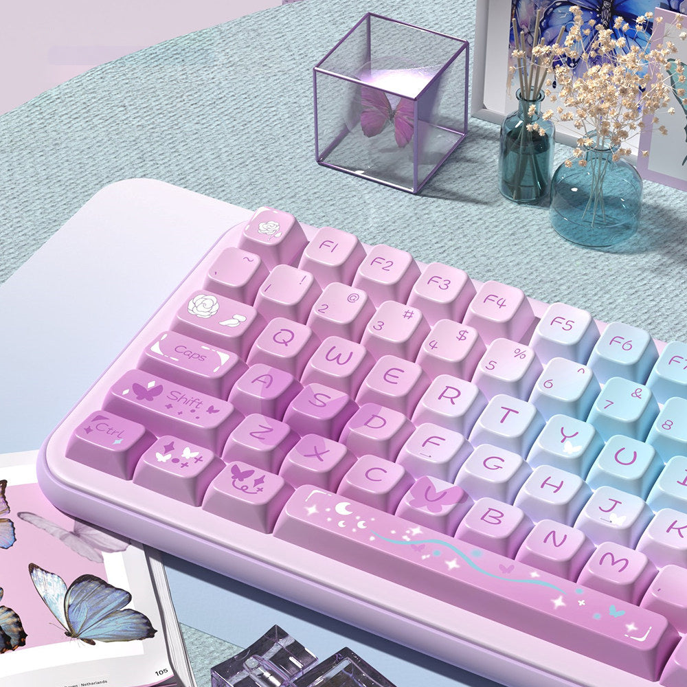 Dreamy Purple Butterfly Keycaps Set for Mechanical Keyboards