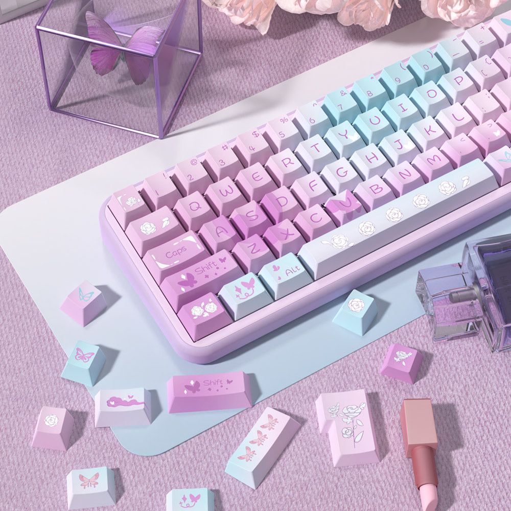 Dreamy Purple Butterfly Keycaps Set for Mechanical Keyboards