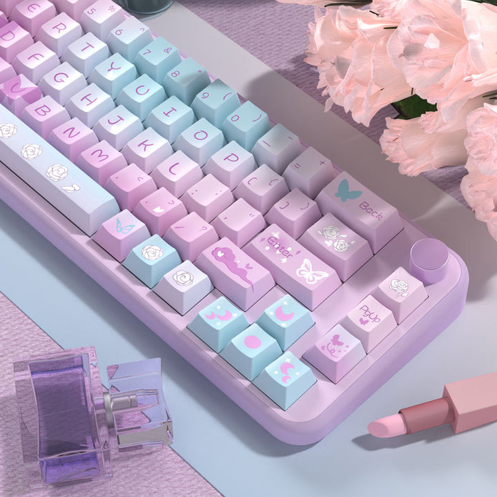 Dreamy Purple Butterfly Keycaps Set for Mechanical Keyboards